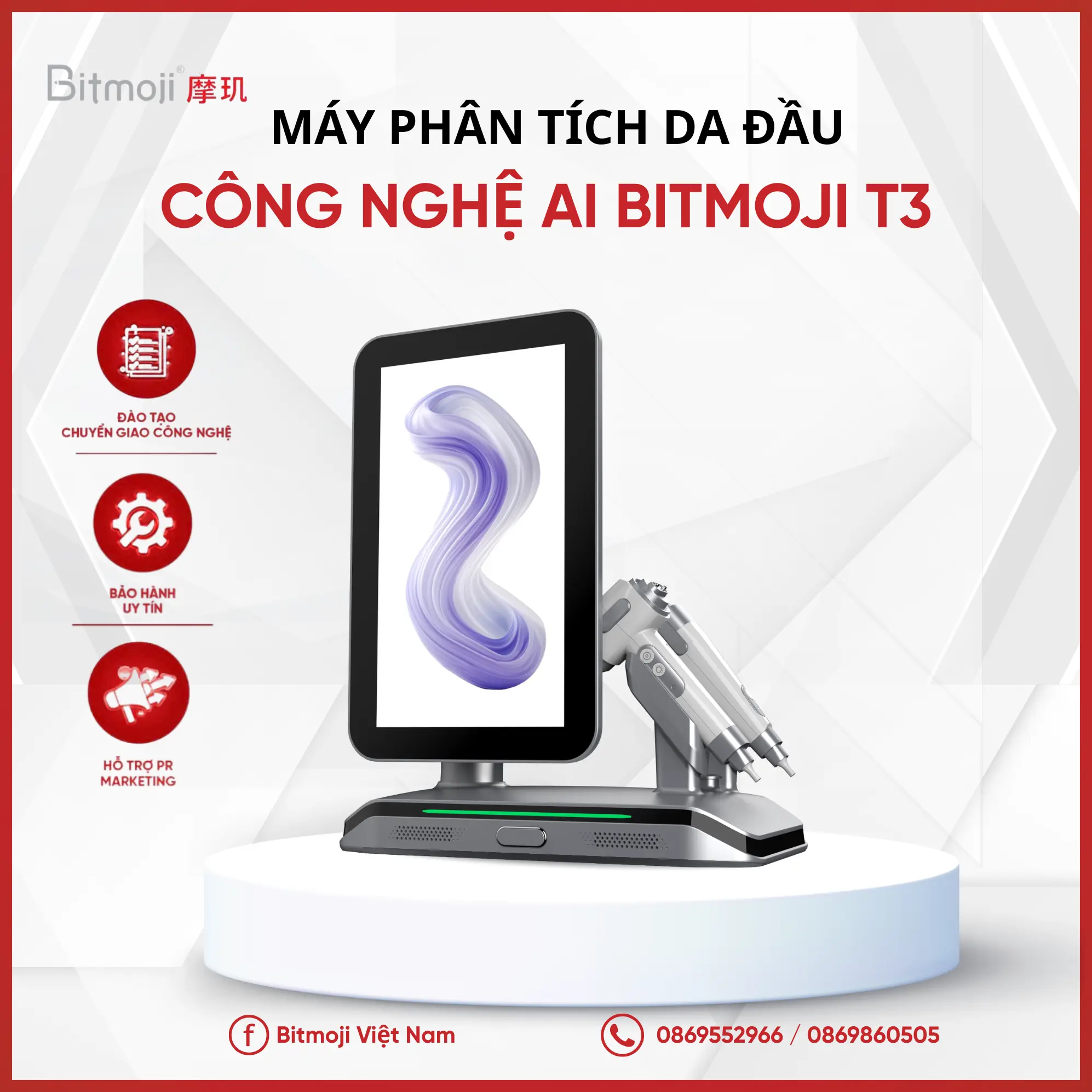 MÁY PHÂN TÍCH DA ĐẦU CÔNG NGHỆ AI BITMOJI T3